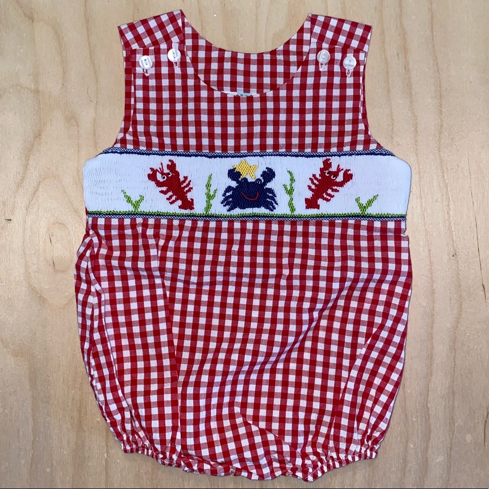 Le Za Me Crab and Lobster Smocked Baby Bubble